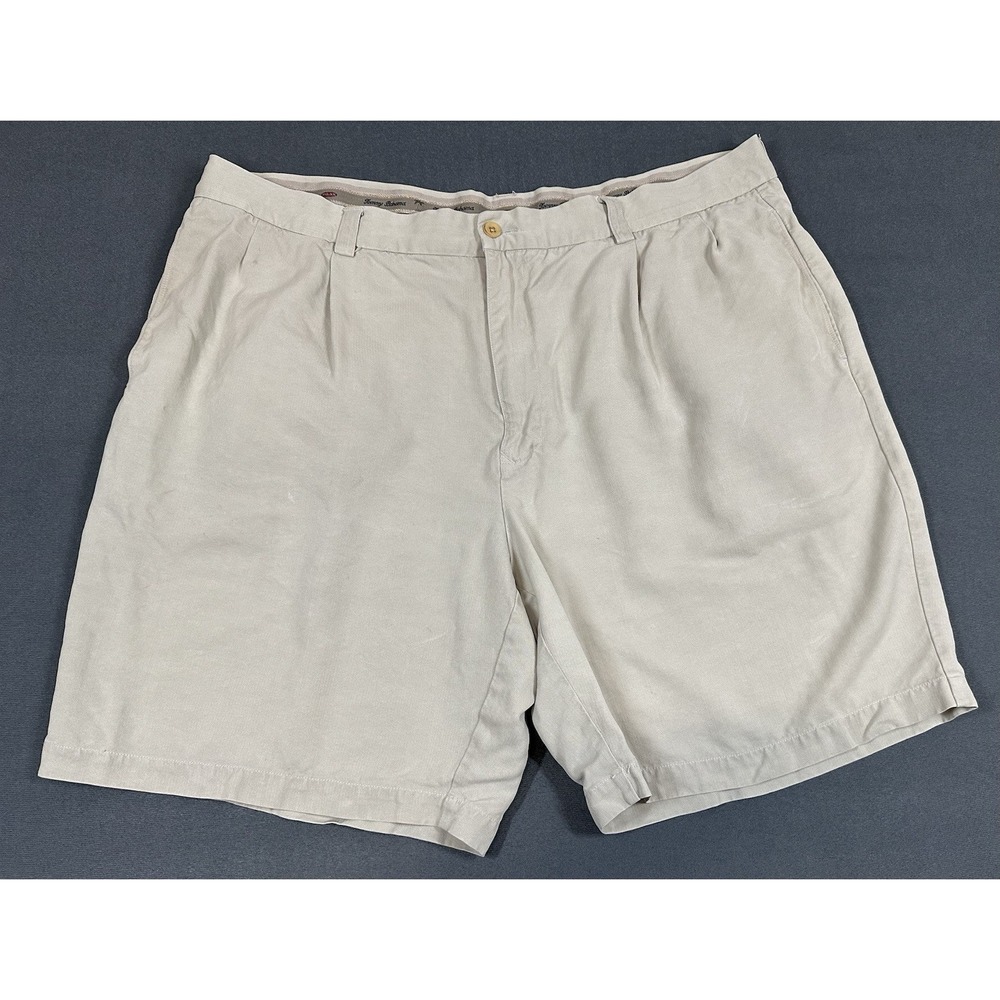 Tommy Bahama Shorts Mens Size 42 100% Silk Tan Casual Shorts Beach